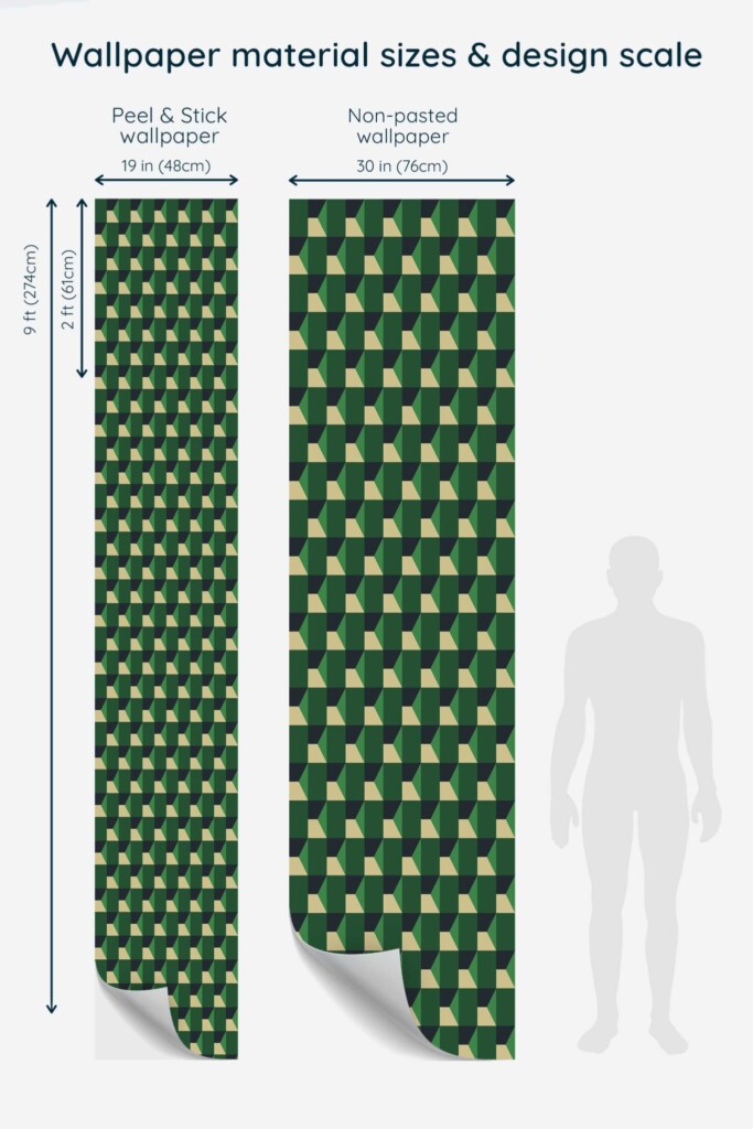 3D removable wallpaper in green by Fancy Walls