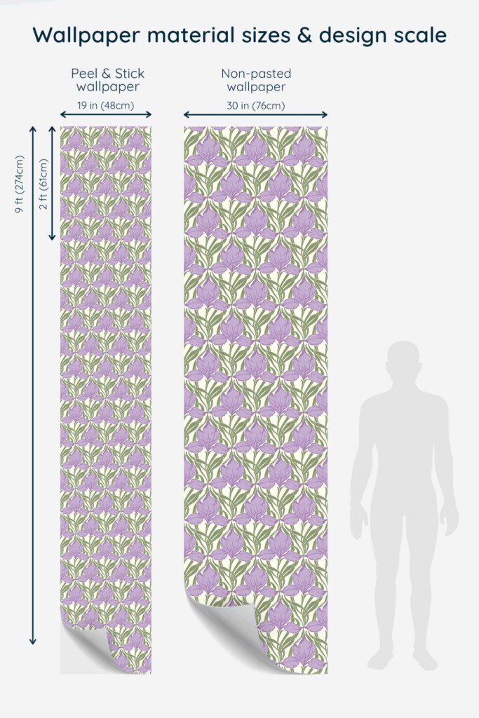 Lilac Floral wallpaper for walls in Art deco style by Fancy Walls removable wallpaper
