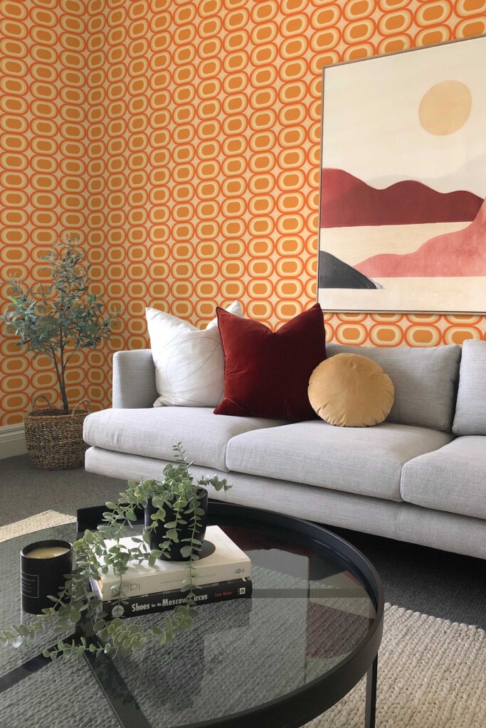 Orange retro self-adhesive wallpaper by Fancy Walls