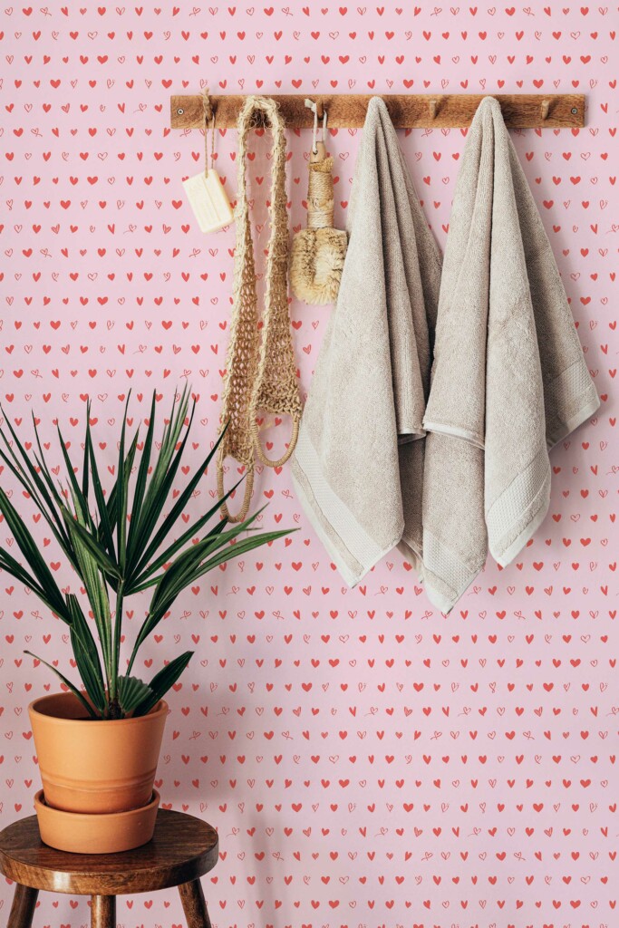 Fancy Walls Pink Fun Wallpaper featuring Peel and Stick Hearts