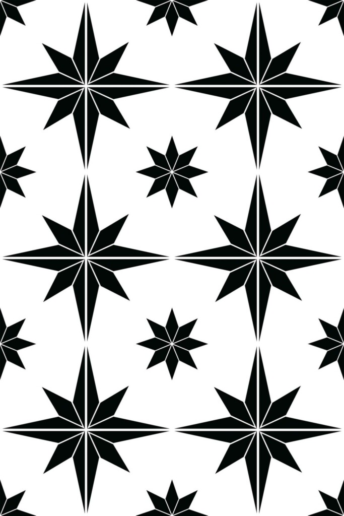 Non-pasted wallpaper with black and white star design by Fancy Walls
