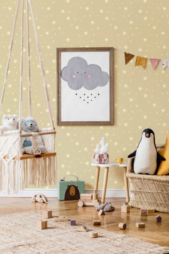 Fancy Walls brown peel and stick wallpaper with star pattern
