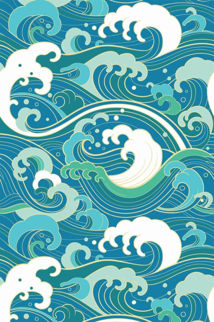 Pattern repeat of Fancy waves removable wallpaper design
