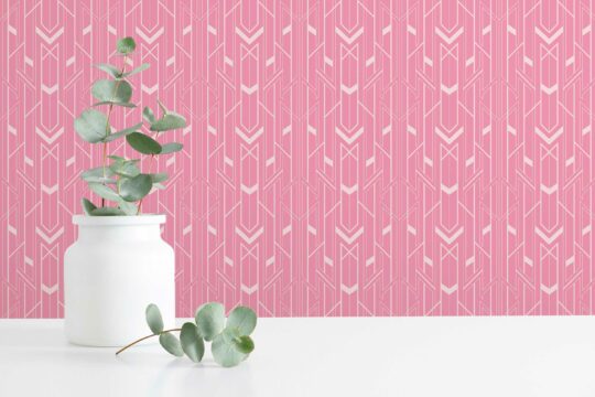 Peel and stick wallpaper capturing Barbie pink moments