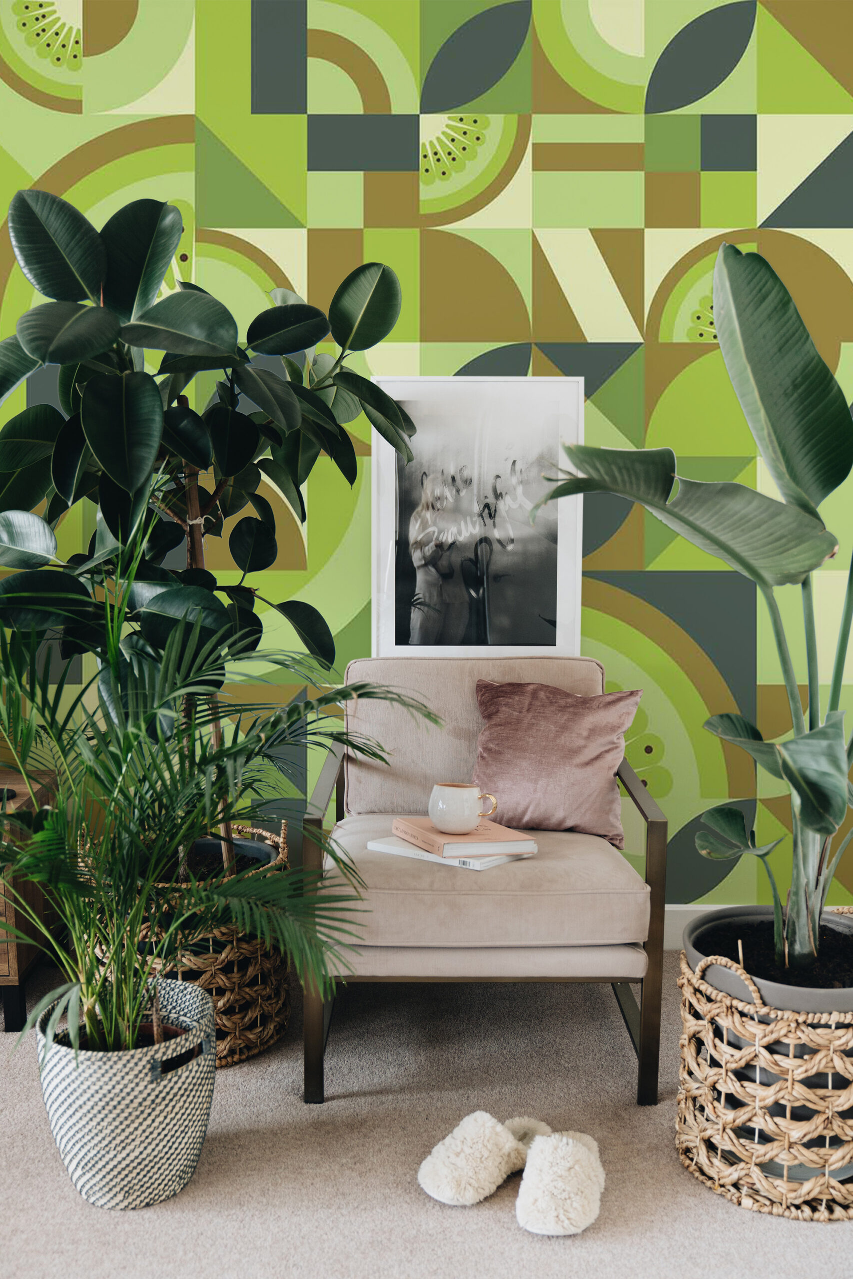 Removable Wall Mural - Green Kiwi Design from Fancy Walls