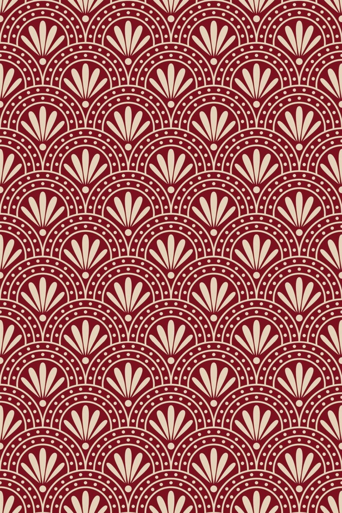 Fancy Walls red floral art deco self-adhesive wallpaper
