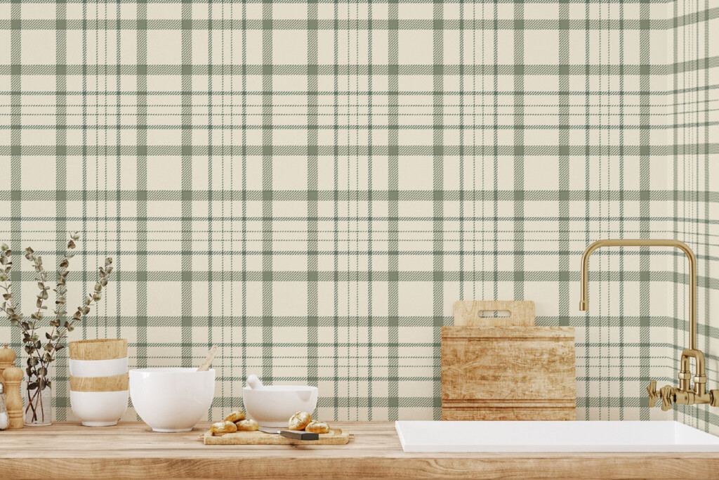 green plaid peel and stick wallpaper for walls