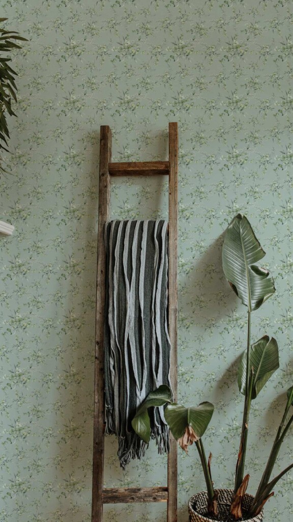 classic sage green peel and stick floral wallpaper