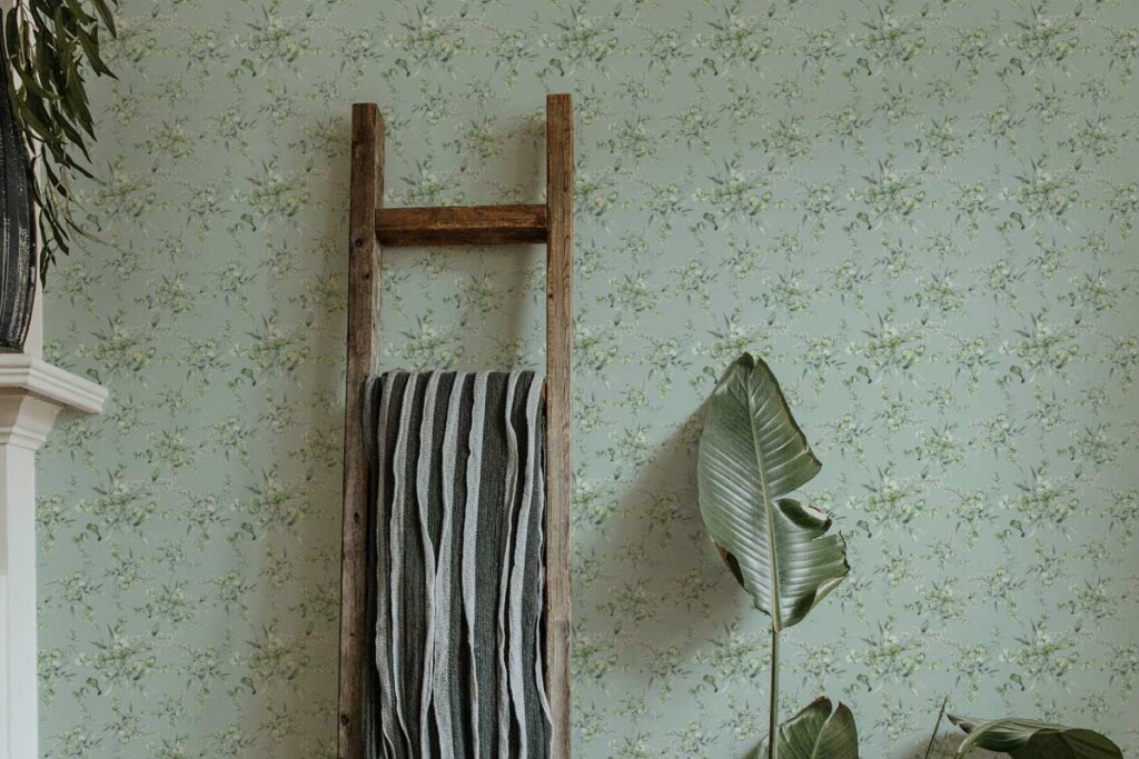 sage green floral peel and stick wallpaper