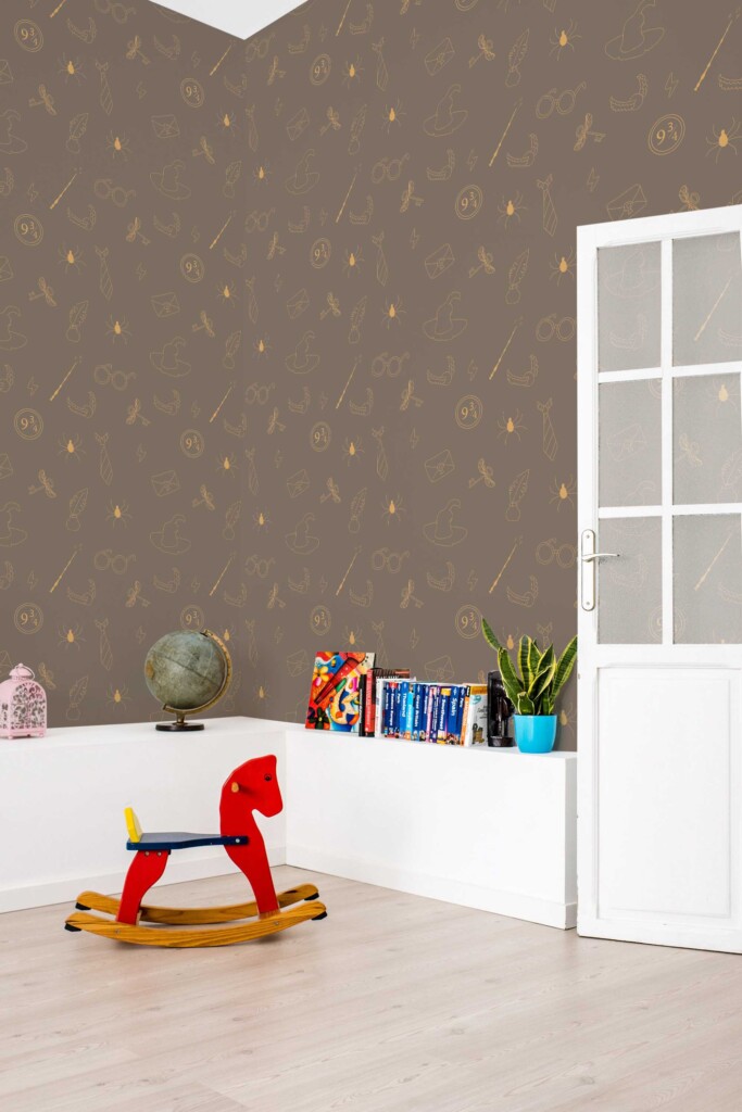 Fancy Walls Fantasy Wizard Brown traditional wallpaper