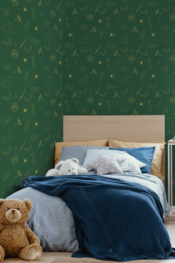 Fancy Walls Fantasy Wizard Green self-adhesive wallpaper