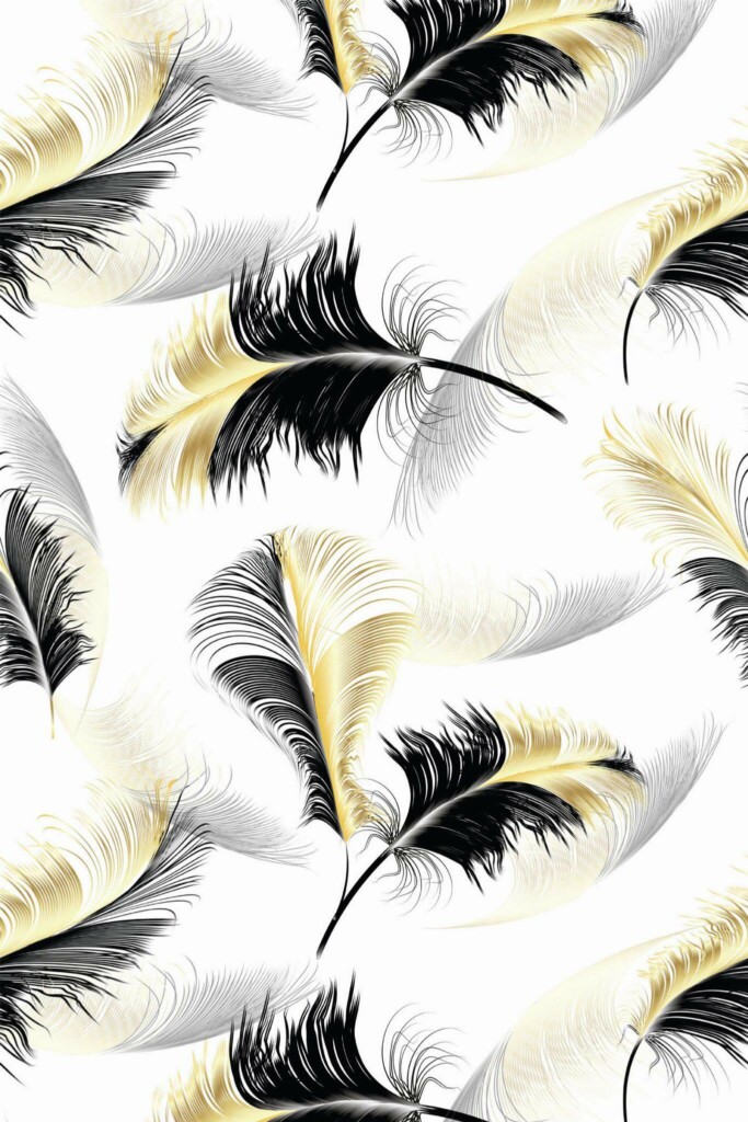 Pattern repeat of Feather removable wallpaper design