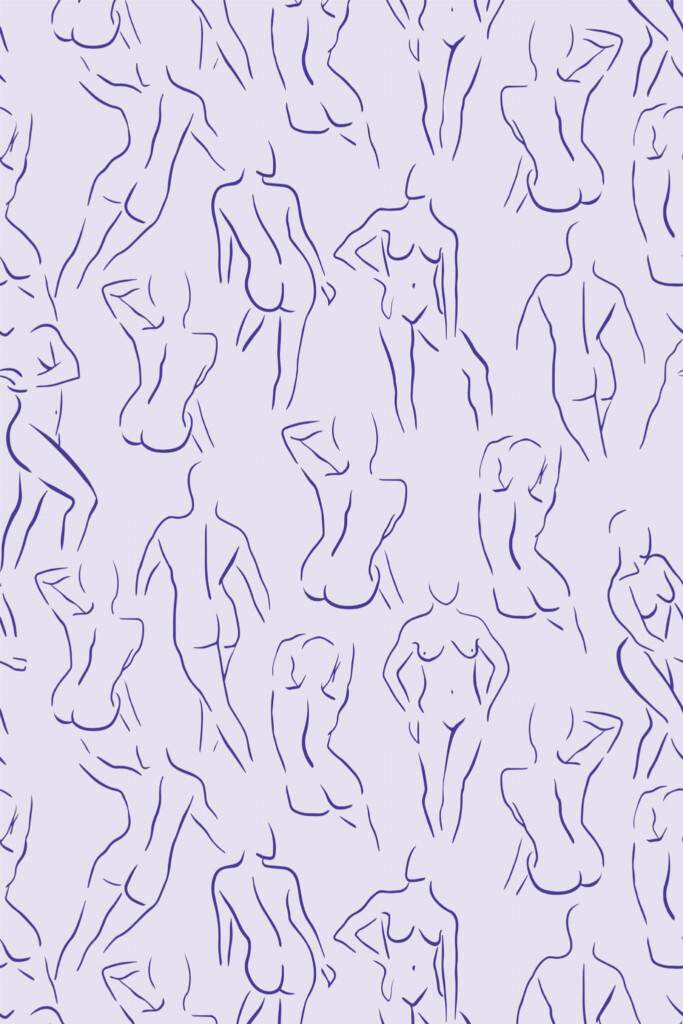 Pattern repeat of Female body removable wallpaper design