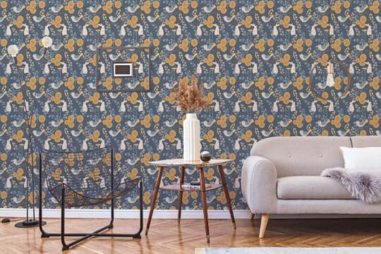 fine decor blue traditional wallpaper