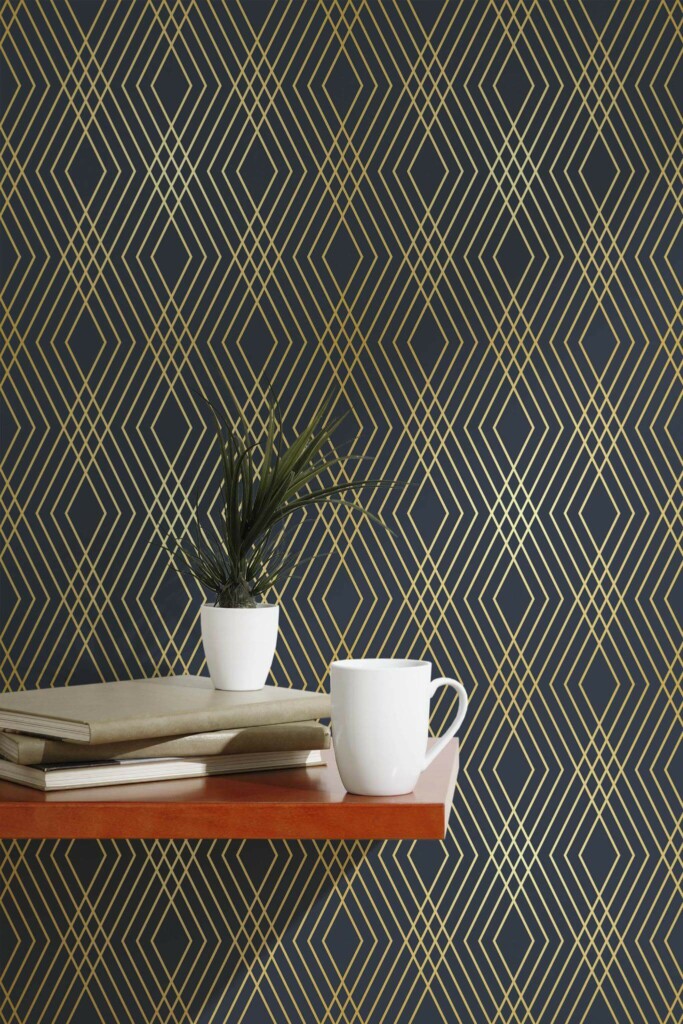 Scandinavian style accent wall decorated with Fine lines peel and stick wallpaper
