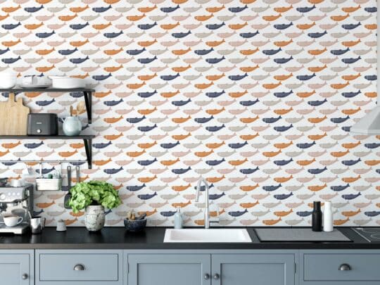 orange and blue kitchen peel and stick removable wallpaper