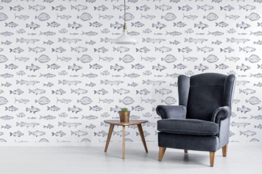 Navy blue fish removable wallpaper