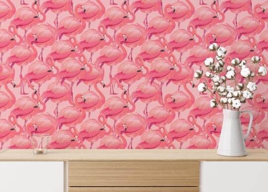 art deco flamingo non-pasted wallpaper