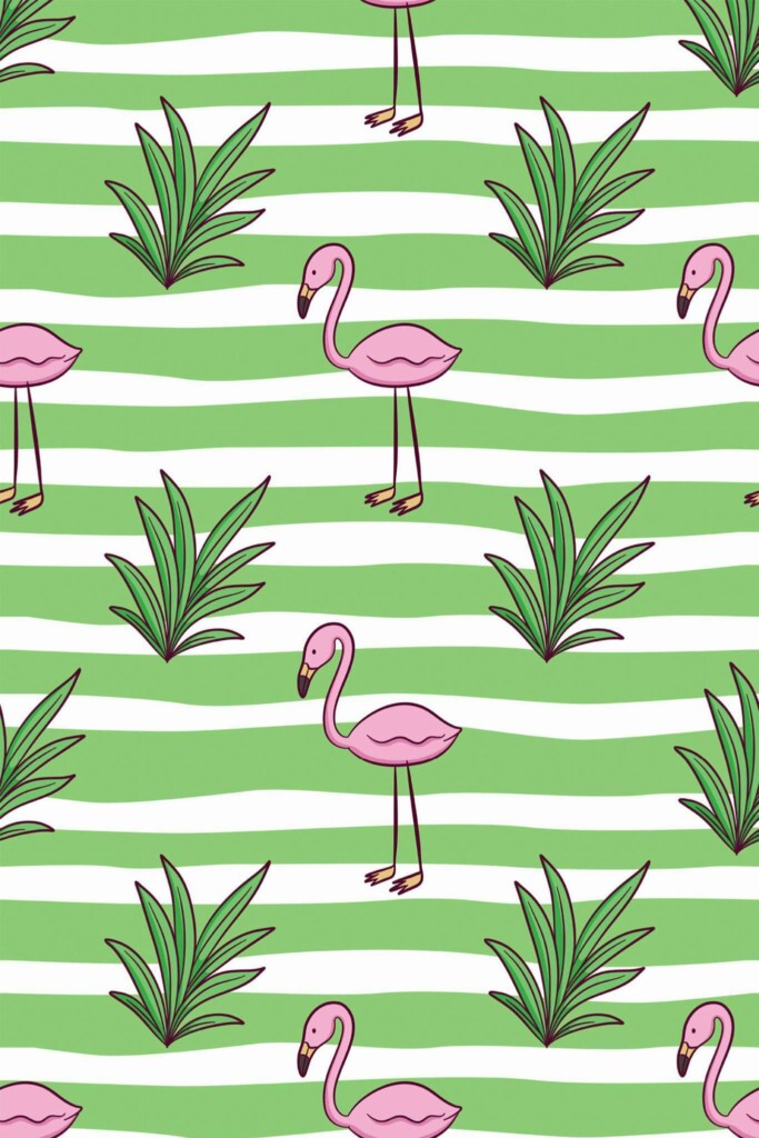 Pattern repeat of Flamingo removable wallpaper design