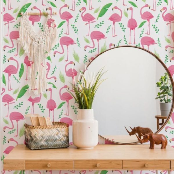 flamingo peel stick wallpaper
