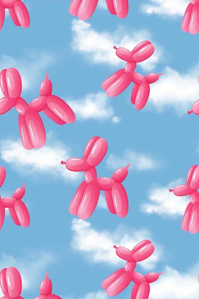 Removable wallpaper from Fancy Walls featuring pink balloon pup