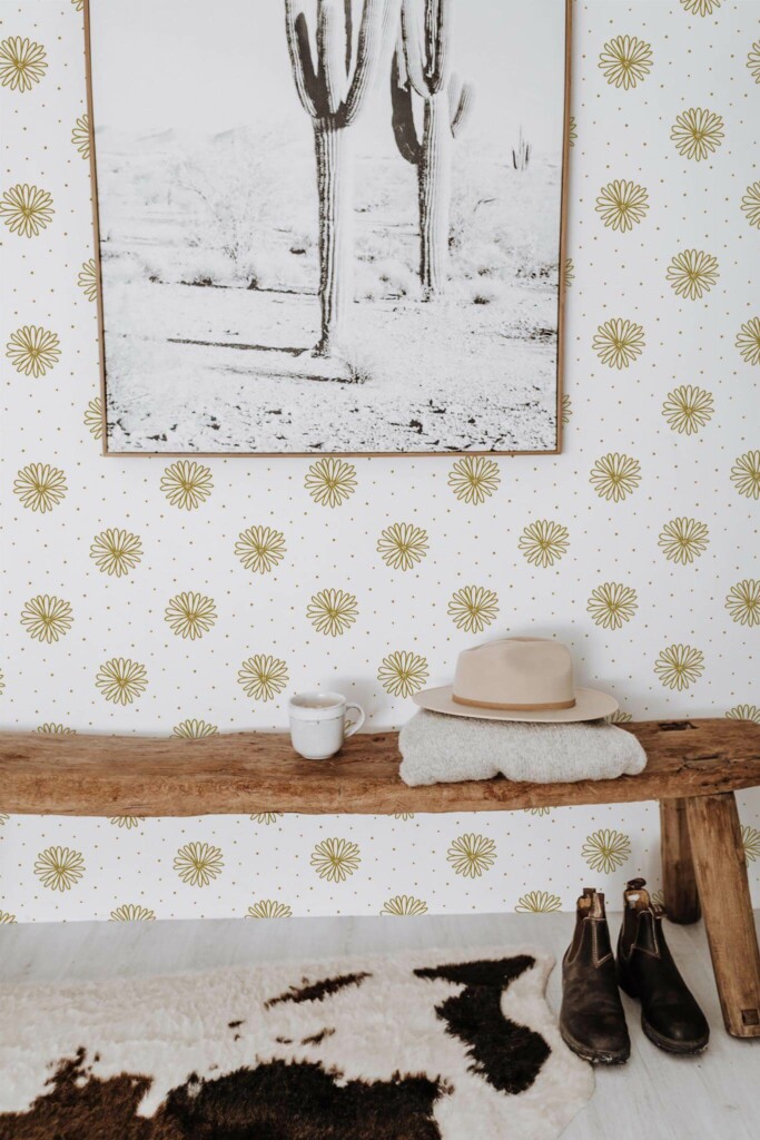 Scandinavian style entryway decorated with Floral daisy peel and stick wallpaper