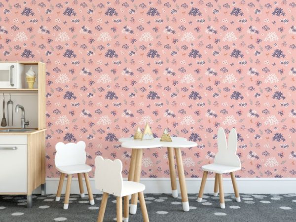 Pink floral peel and stick wallpaper