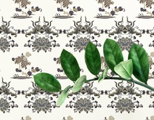 floral dragon brown and beige traditional wallpaper