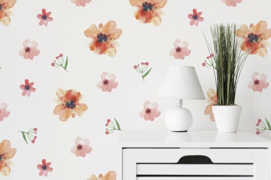 Minimalist watercolor floral removable wallpaper