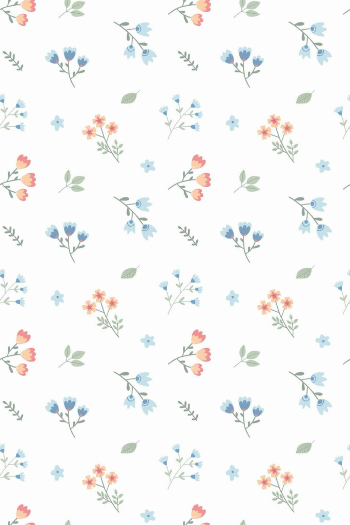 Pattern repeat of Floral nursery removable wallpaper design