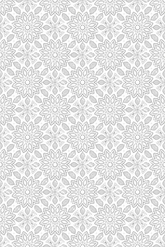 Pattern repeat of Floral ornament removable wallpaper design