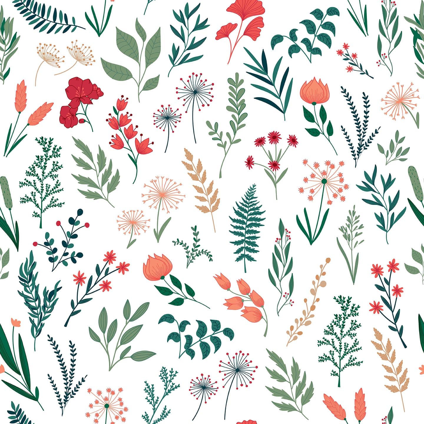 scandinavian floral non-pasted wallpaper