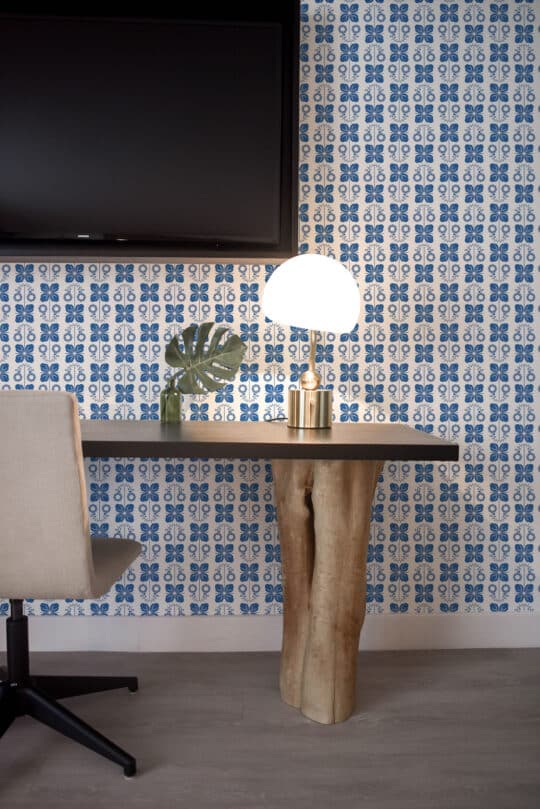 blue and white scandinavian unpasted wallpaper