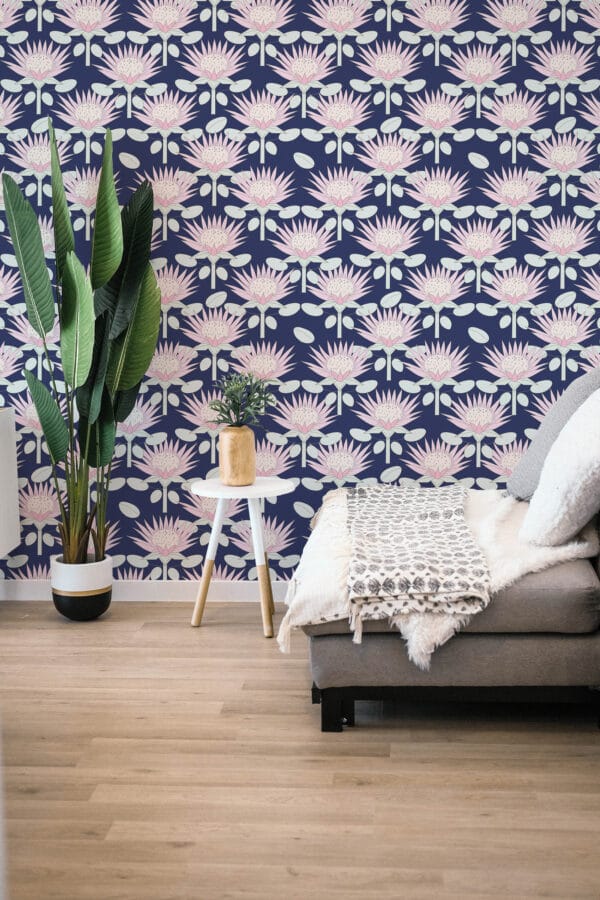 art deco floral non-pasted wallpaper