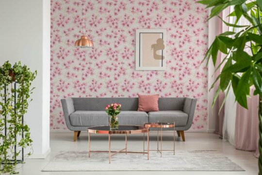 floral pink traditional wallpaper
