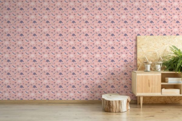 Pink floral stick on wallpaper