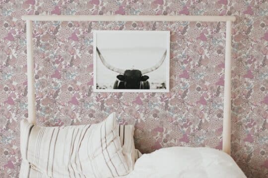 Seamless pink floral peel stick wallpaper