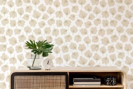 Aesthetic beige leaf removable wallpaper