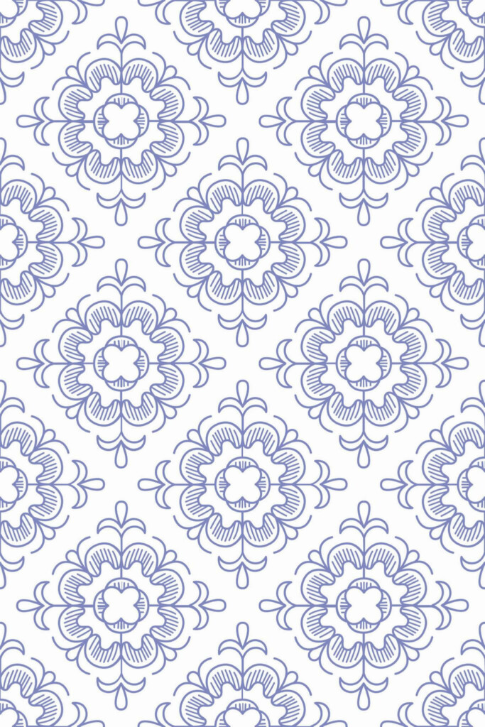 Pattern repeat of Floral tile removable wallpaper design
