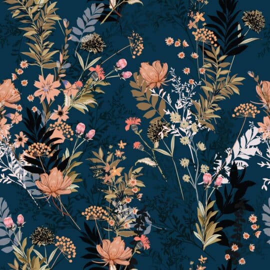 Blue wild flower removable wallpaper