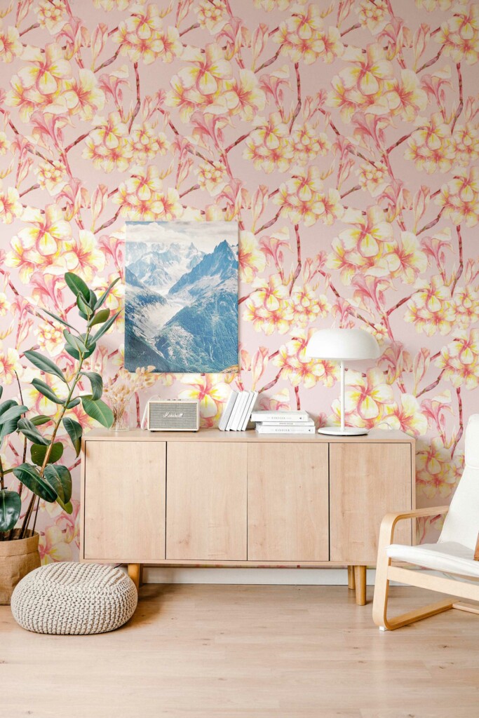 Traditional Wallpaper with Blush Garden Symphony Pattern from Fancy Walls