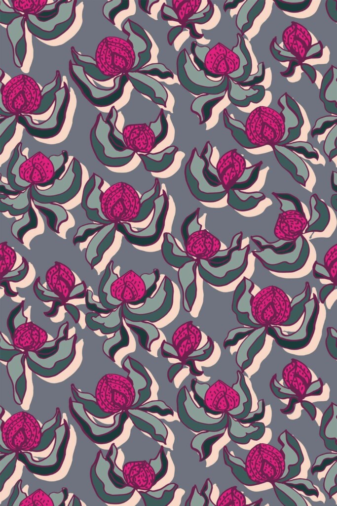 Pattern repeat of Flower bud removable wallpaper design