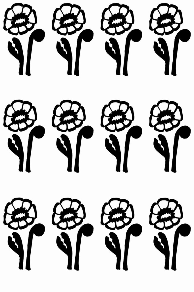 Pattern repeat of Flower illustration removable wallpaper design