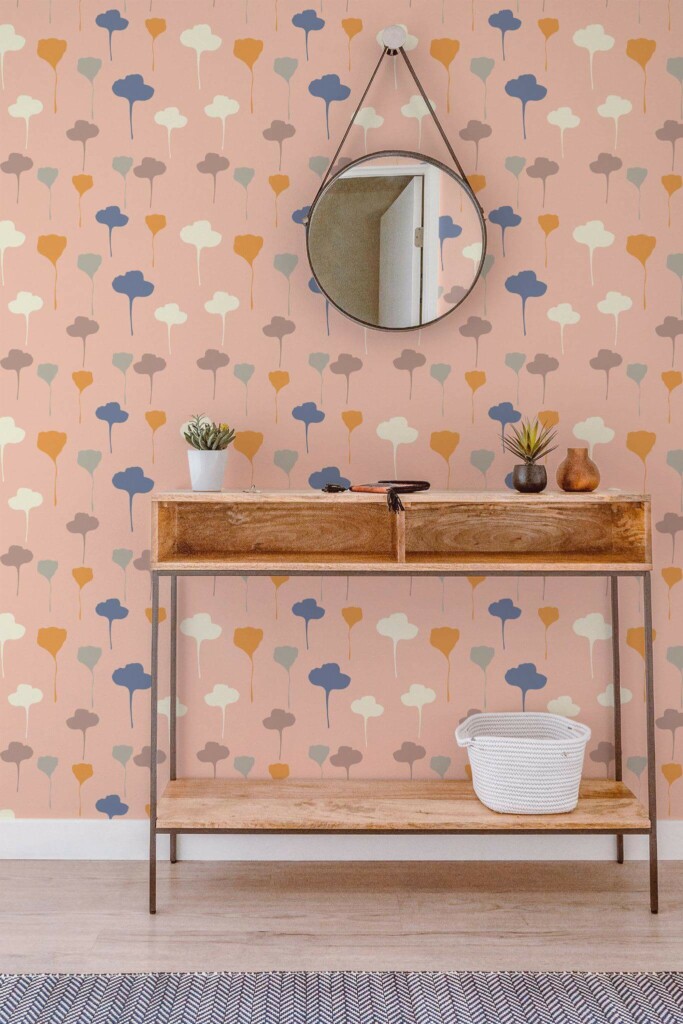 Contemporary style entryway decorated with Flowers seamless pattern peel and stick wallpaper