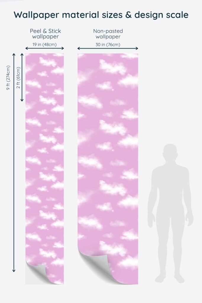 Removable wallpaper in pink cloud pattern by Fancy Walls