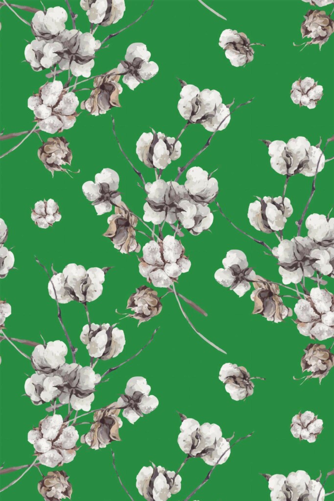 Pattern repeat of Forest green cotton removable wallpaper design