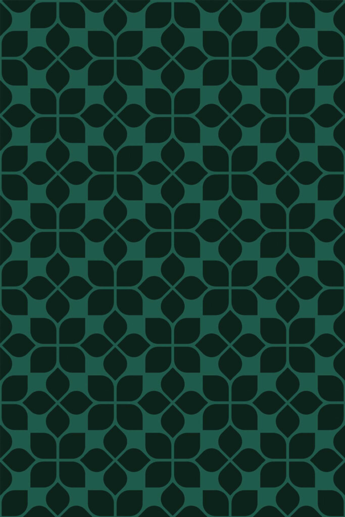 Pattern repeat of Forest green tile removable wallpaper design