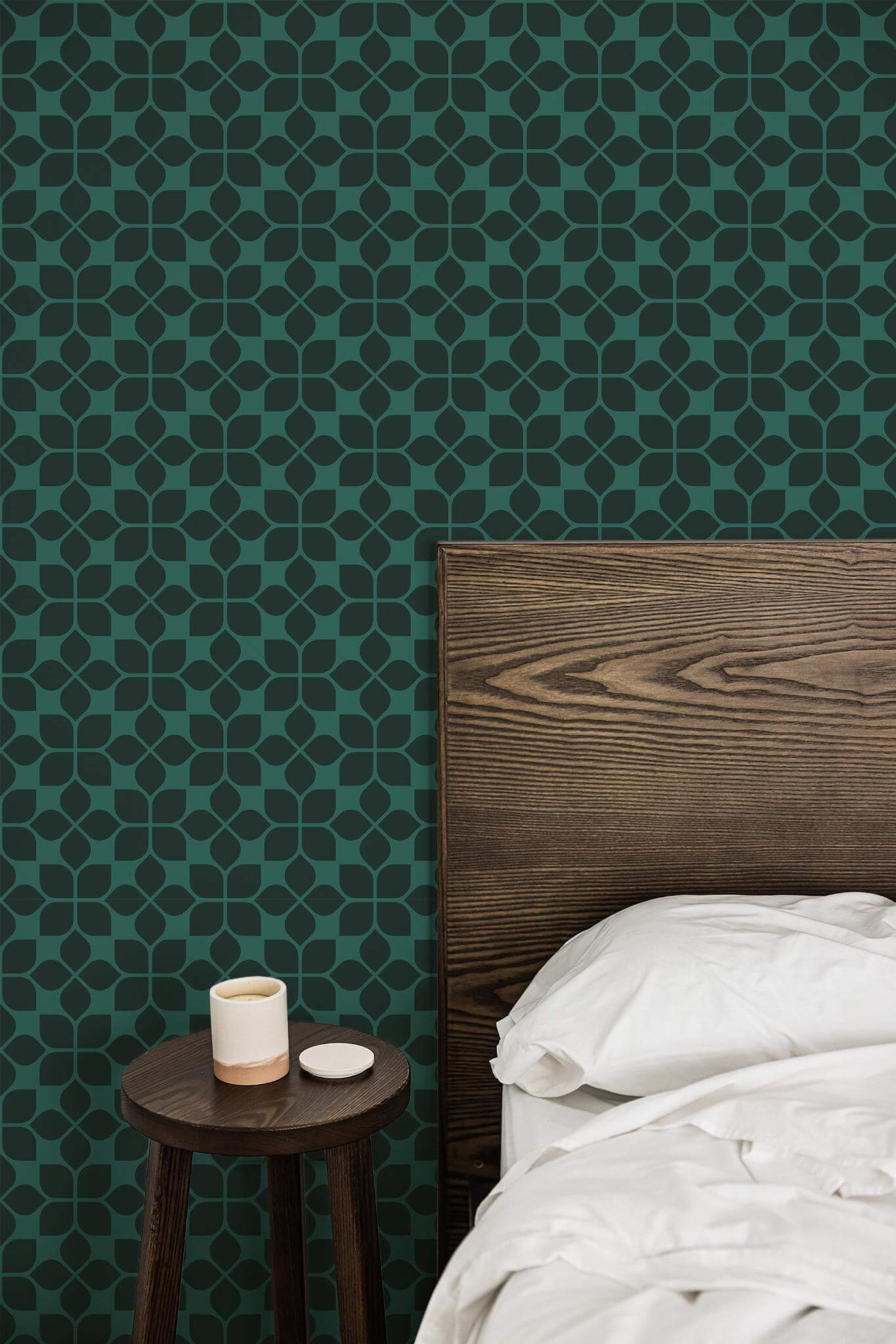 Forest green tile Wallpaper - Peel and Stick or Non-Pasted