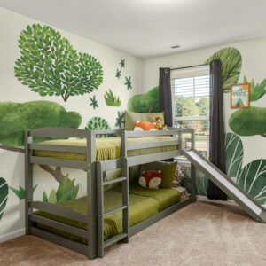 peel and stick wall mural installed in nursery - tree design