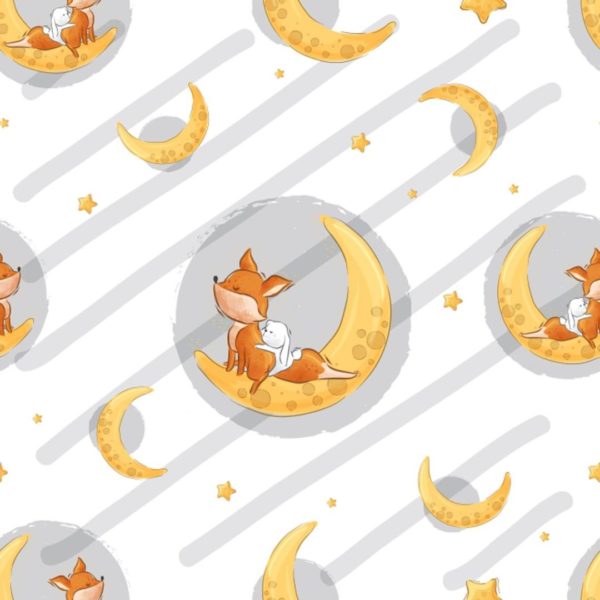 Moon and fox removable wallpaper